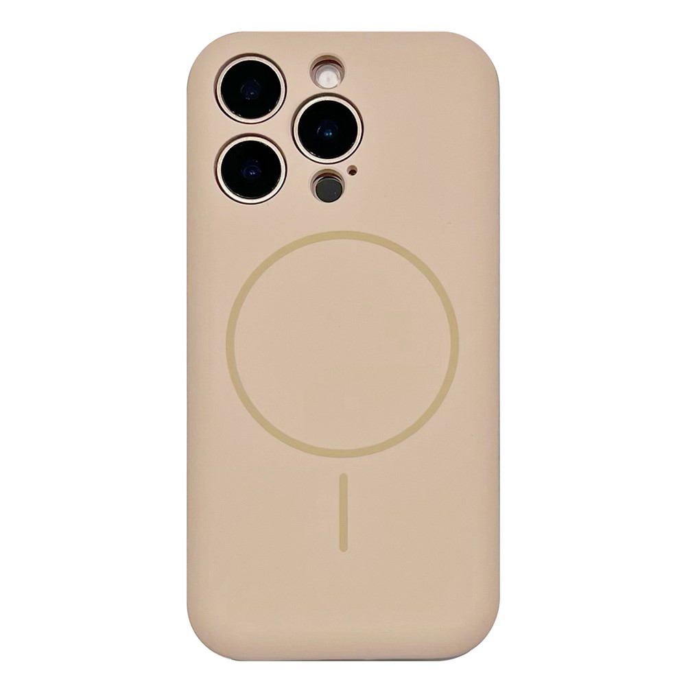 For iPhone 16 Pro Max Magnetic Case Skin Touch Liquid Silicone PC Shockproof Phone Cover - Desert Gold
