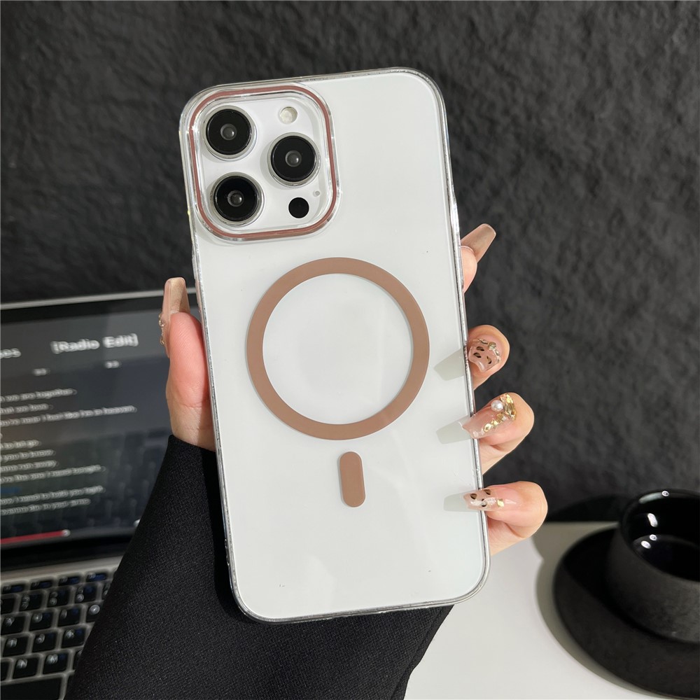 Bulk Purchasing For iPhone 15 Pro Max Clear Case PC Phone Cover Compatible with MagSafe - Desert Gold