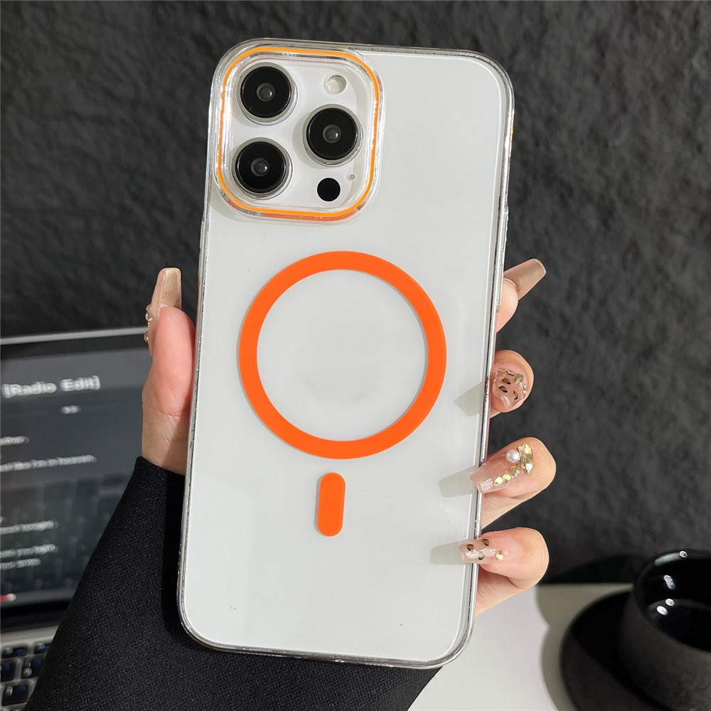Bulk Purchasing For iPhone 15 Pro Max Clear Case PC Phone Cover Compatible with MagSafe - Orange