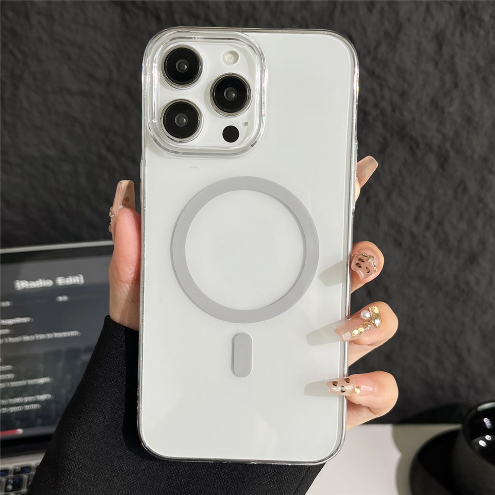 Bulk Purchasing For iPhone 15 Pro Max Clear Case PC Phone Cover Compatible with MagSafe - Titanium Grey