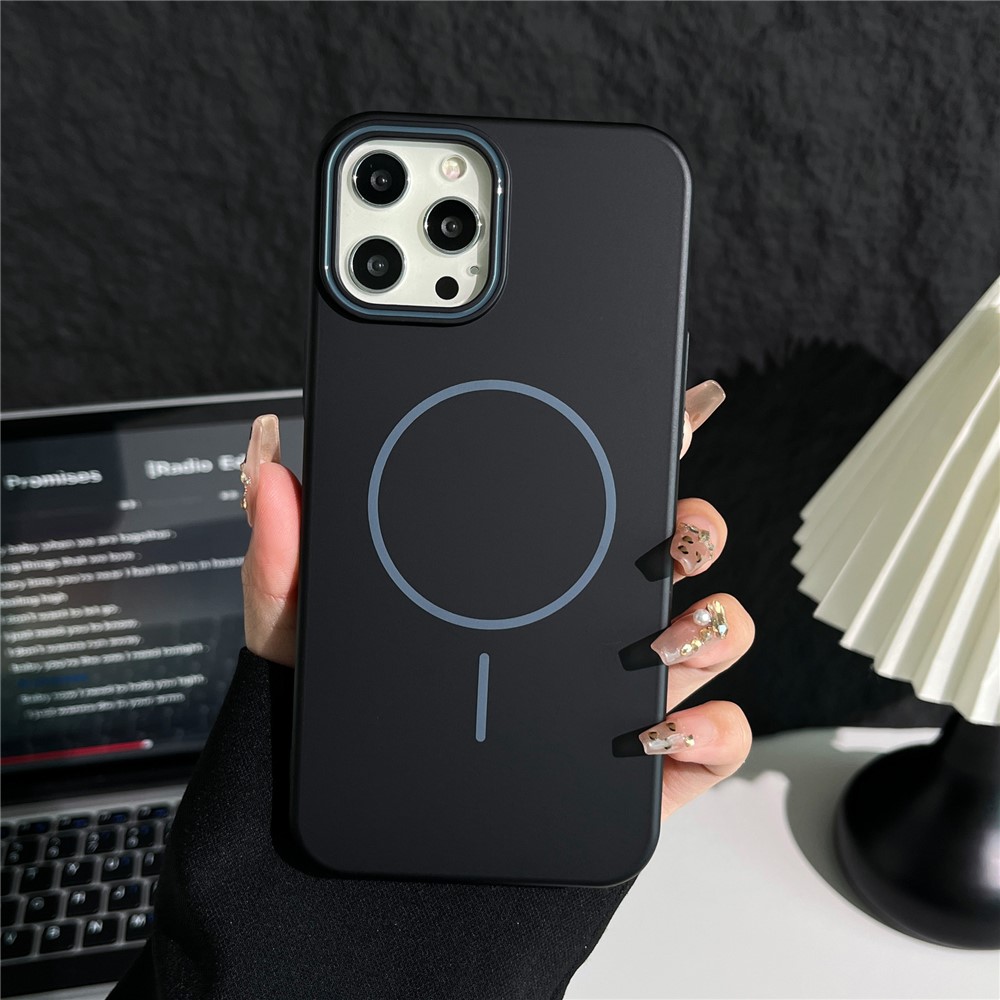 Bulk Purchasing For iPhone 15 Pro Max Magnetic Case Solid Color PC Phone Cover Compatible with MagSafe - Black