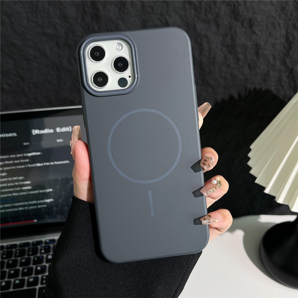 Bulk Purchasing For iPhone 15 Pro Max Magnetic Case Solid Color PC Phone Cover Compatible with MagSafe - Dark Grey