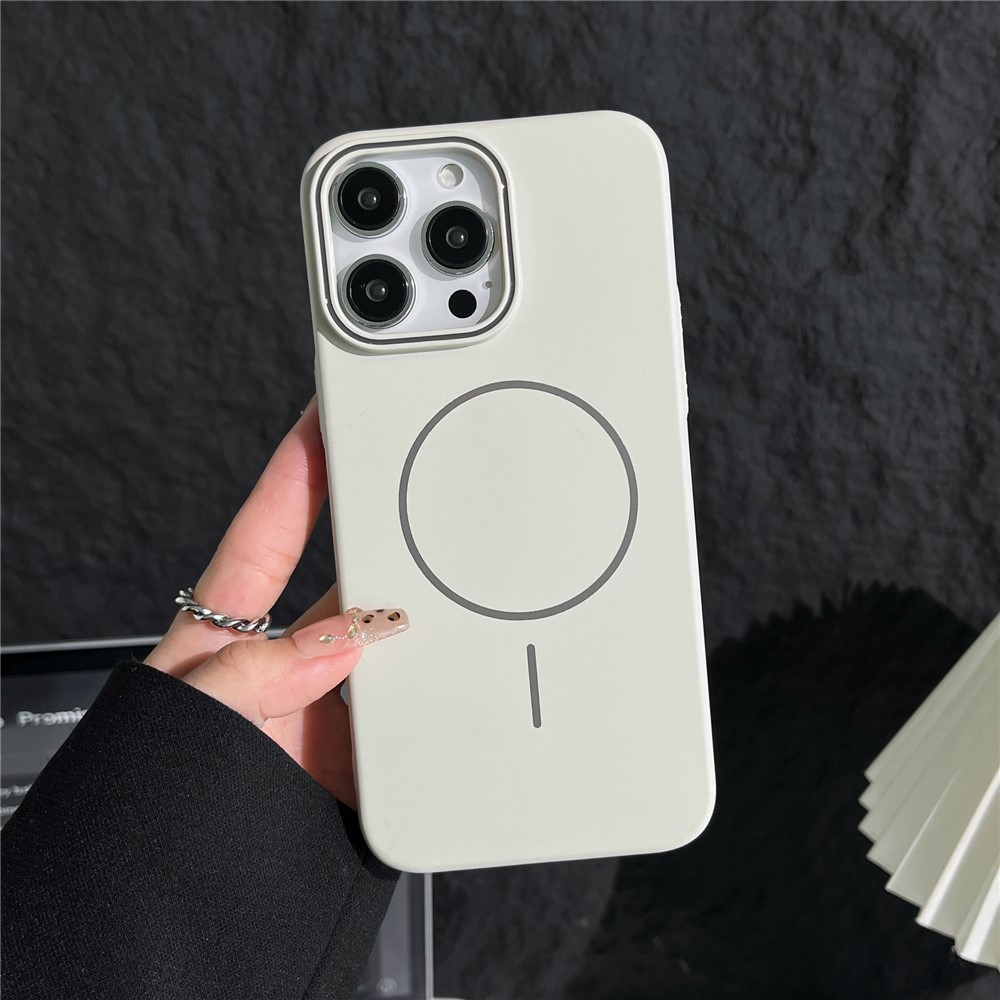 Bulk Purchasing For iPhone 15 Pro Magnetic Case Solid Color PC Phone Cover Compatible with MagSafe - White
