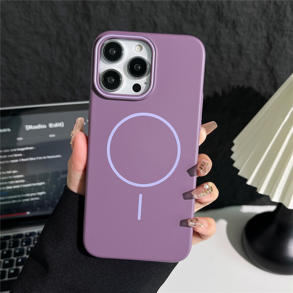 Bulk Purchasing For iPhone 15 Pro Magnetic Case Solid Color PC Phone Cover Compatible with MagSafe - Purple