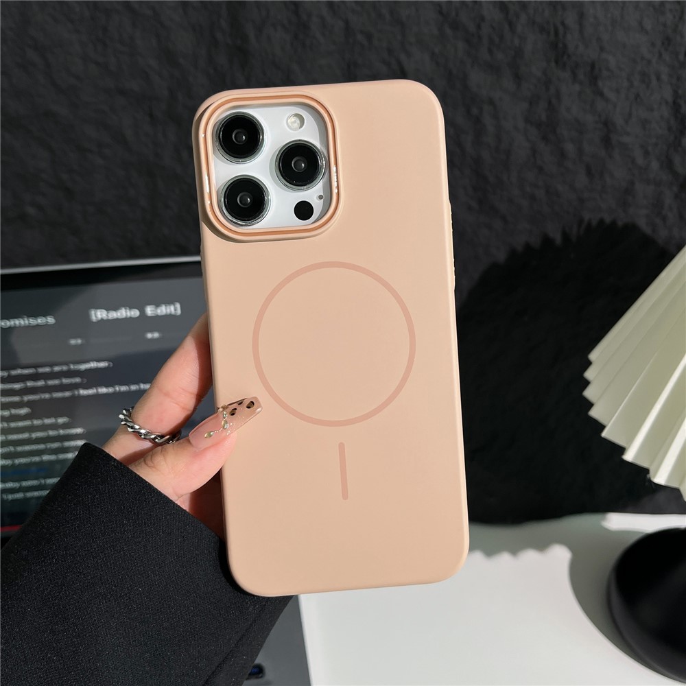 Bulk Purchasing For iPhone 15 Pro Magnetic Case Solid Color PC Phone Cover Compatible with MagSafe - Desert Gold