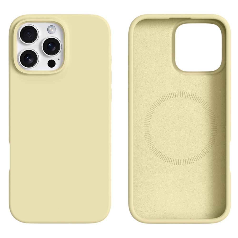 For iPhone 16 Pro Max Case Compatible with MagSafe Liquid Silicone + PC Phone Cover - Light Yellow