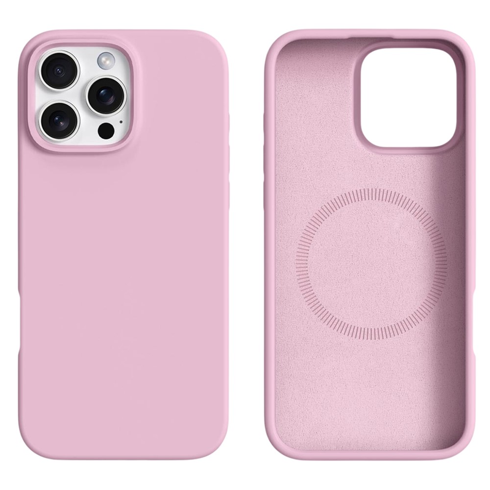 For iPhone 16 Pro Case Compatible with MagSafe Liquid Silicone + PC Phone Cover - Pink