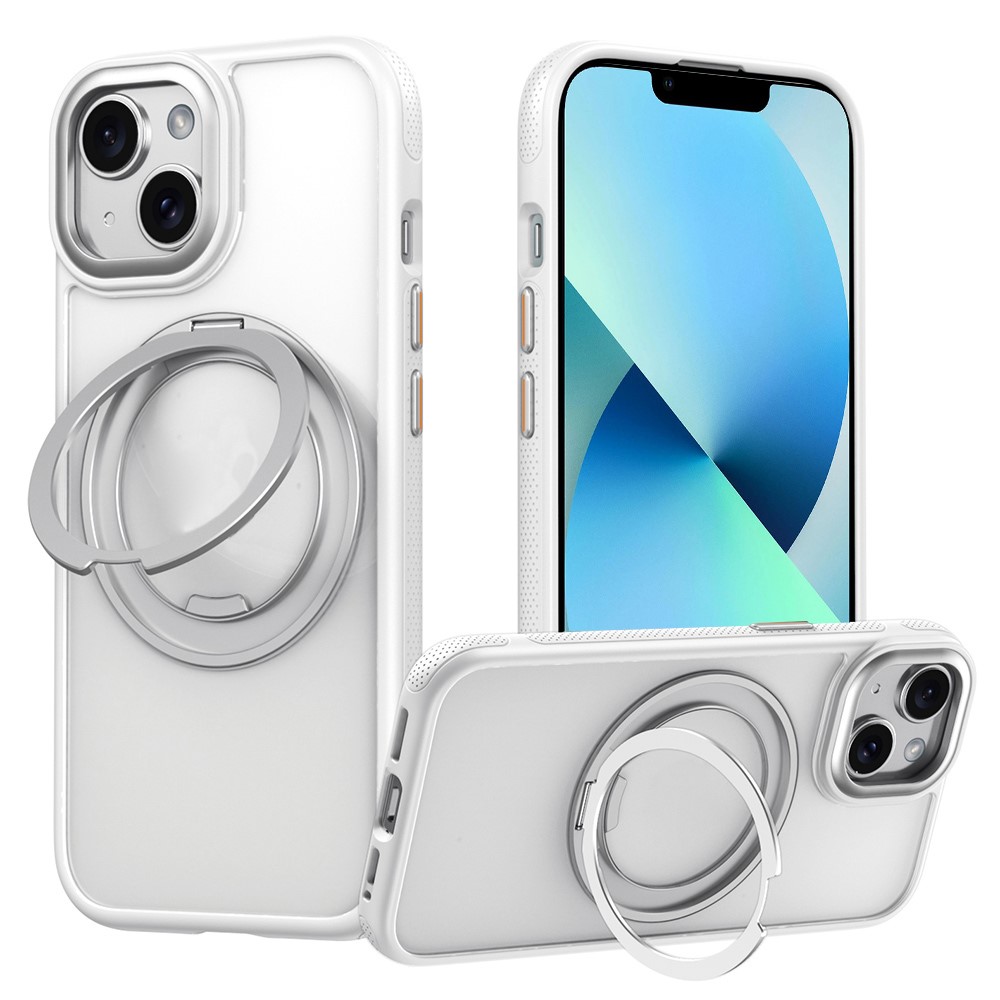 For iPhone 13 Case Compatible with MagSafe Kickstand TPU PC Phone Back Cover - White
