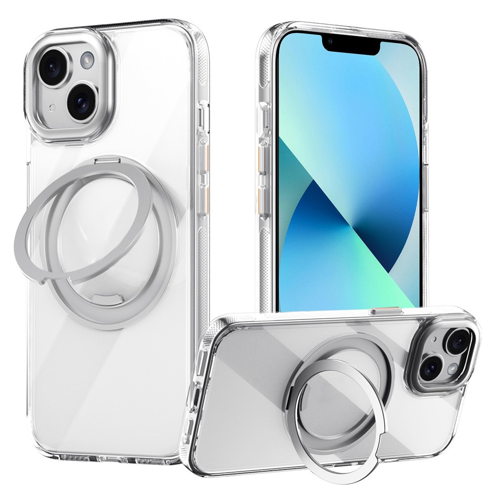 For iPhone 13 Case Compatible with MagSafe Kickstand TPU PC Phone Back Cover - Transparent