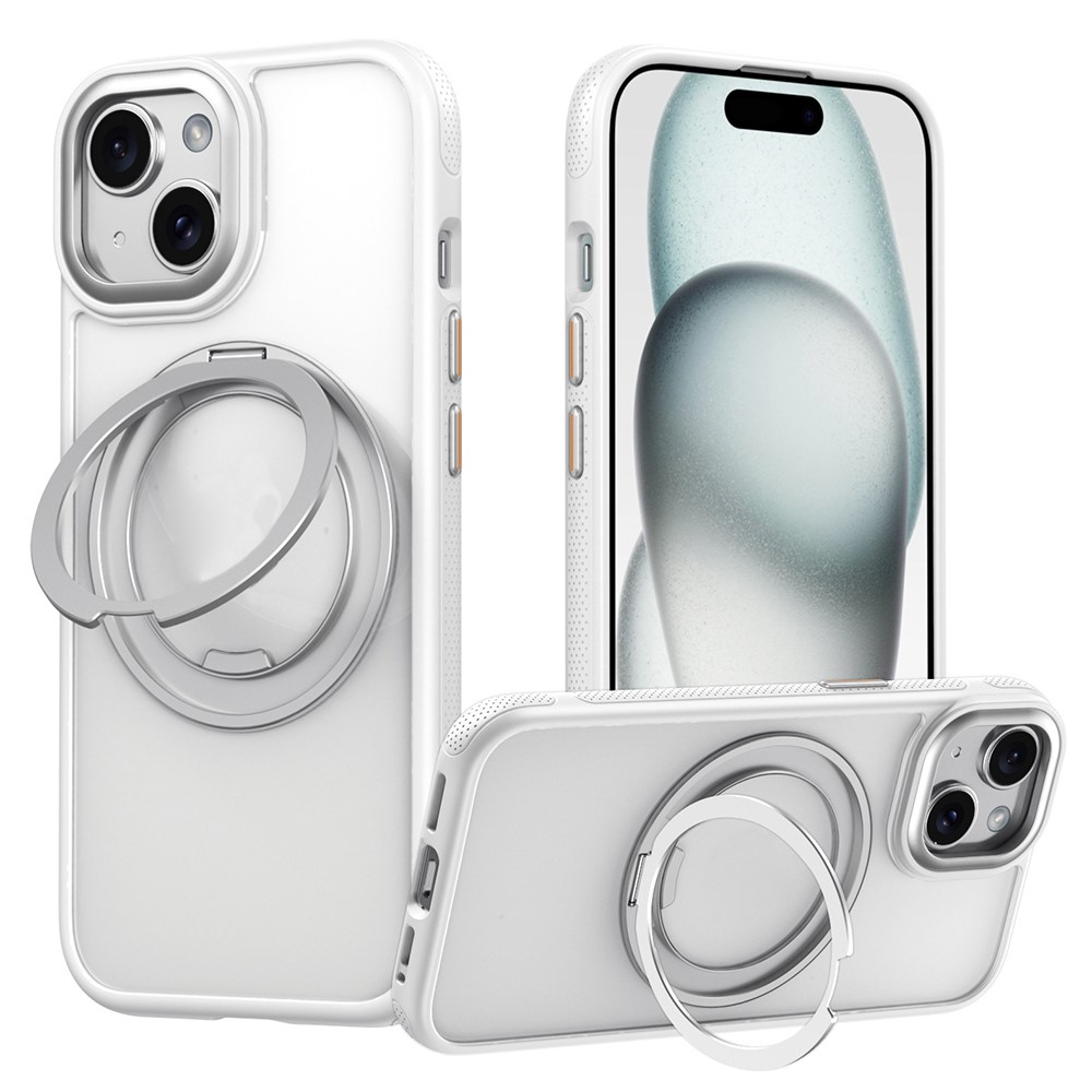 For iPhone 14 Case Compatible with MagSafe Kickstand TPU PC Phone Back Cover - White