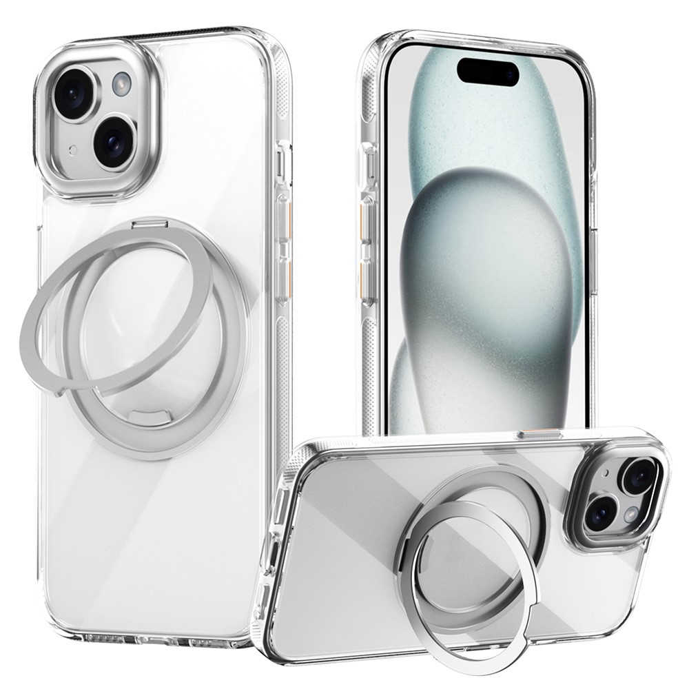 For iPhone 14 Case Compatible with MagSafe Kickstand TPU PC Phone Back Cover - Transparent