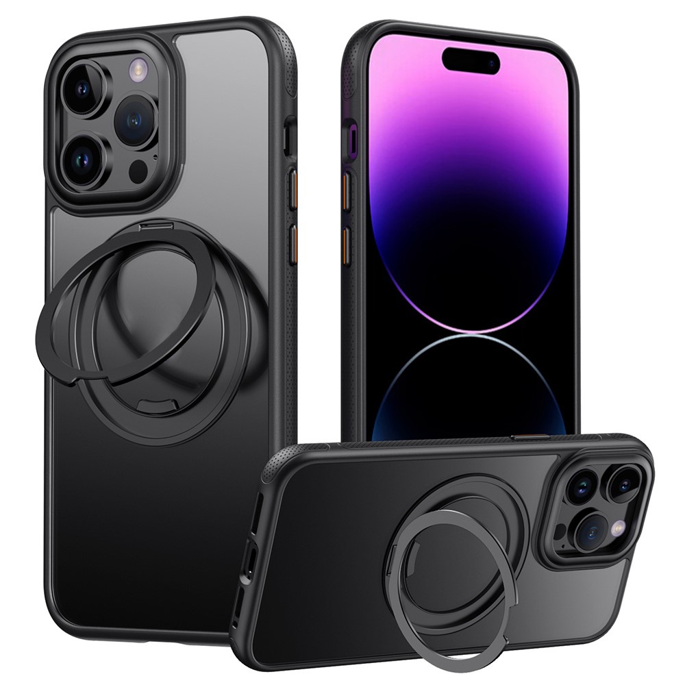 For iPhone 14 Pro Case Compatible with MagSafe Kickstand TPU PC Phone Back Cover - Black