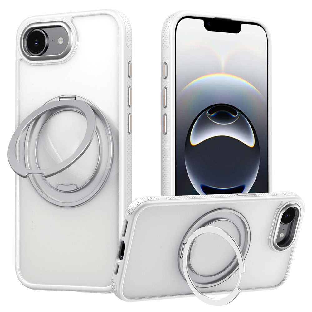 For iPhone 16e Case Compatible with MagSafe Kickstand TPU PC Phone Back Cover - White