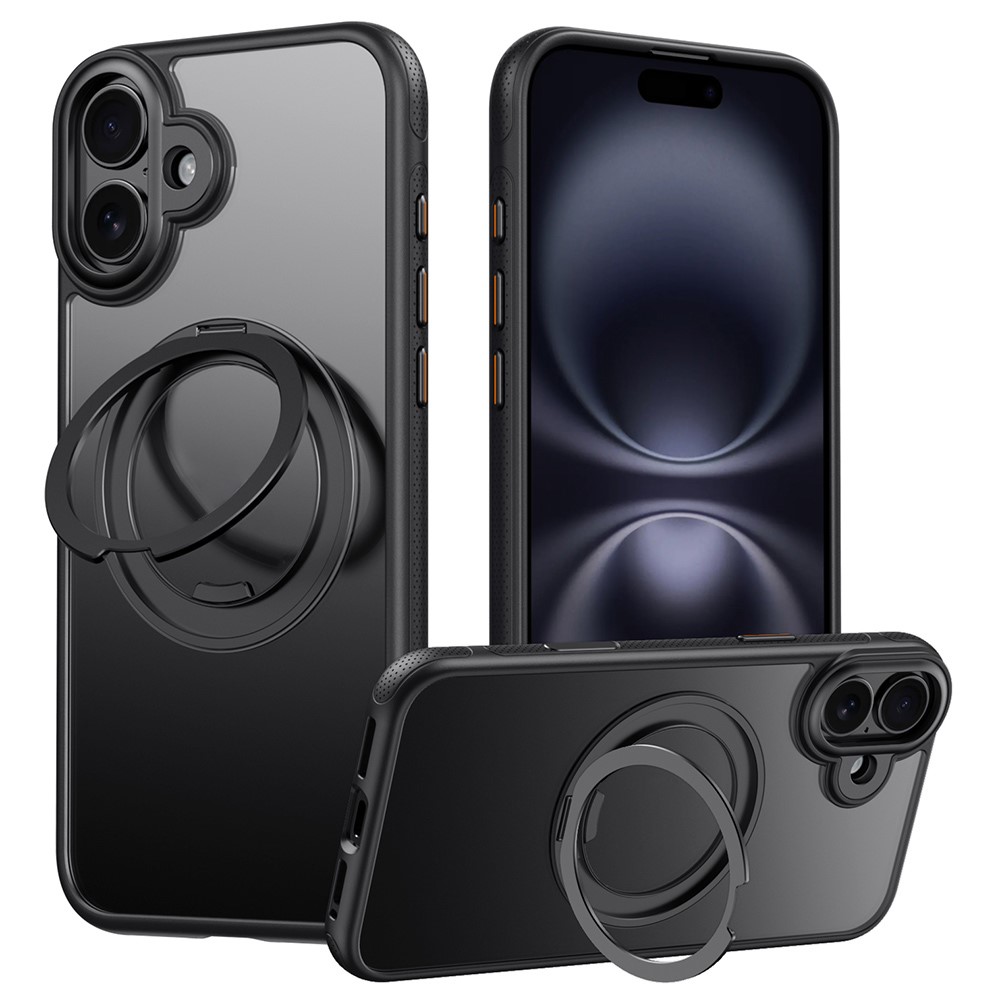 For iPhone 16 Plus Case Compatible with MagSafe Kickstand TPU PC Phone Back Cover - Black