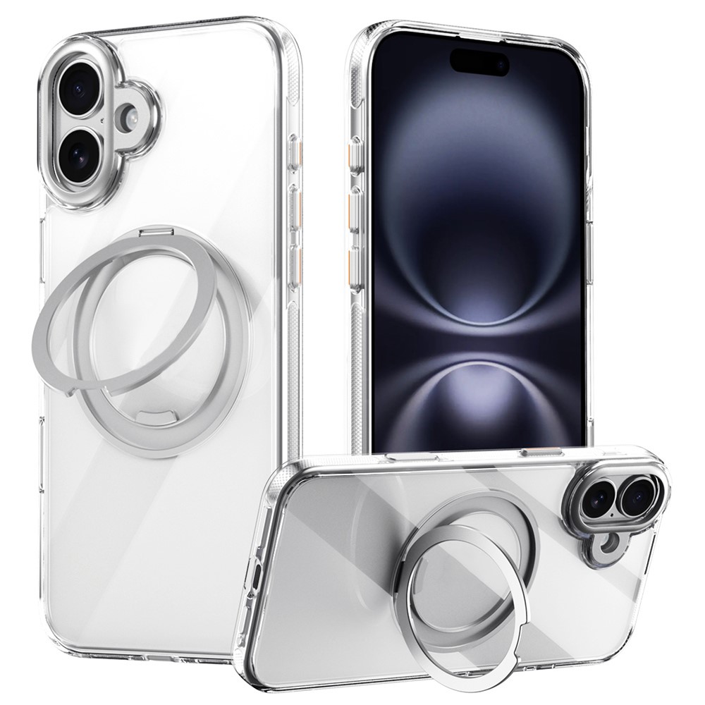 For iPhone 16 Plus Case Compatible with MagSafe Kickstand TPU PC Phone Back Cover - Transparent