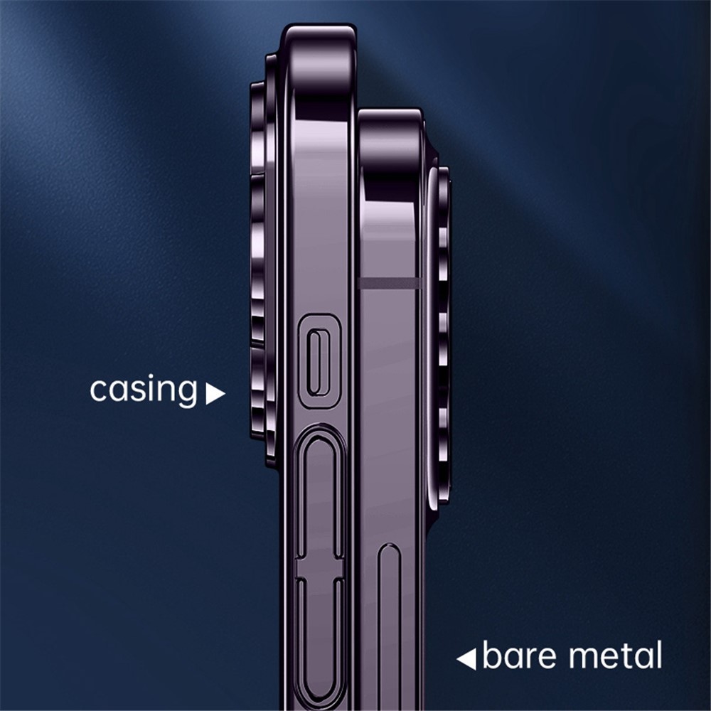 SULADA JINGJIA Series for iPhone 14 Plus Electroplating Hard PC Phone Case Tempered Glass Full Camera Lens Protection Clear Cover - Purple-5