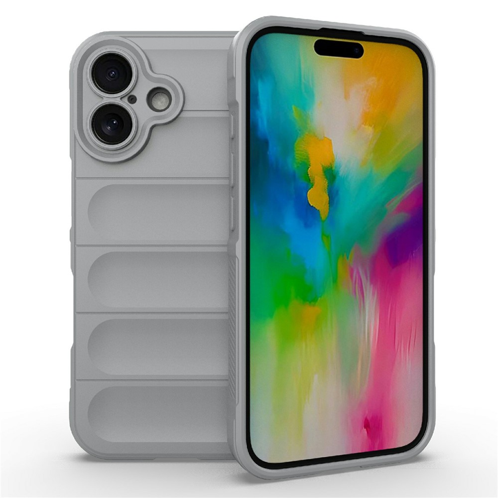 AMORUS For iPhone 16 Plus Case Shockproof Soft TPU Rugged Phone Back Cover - Light Grey
