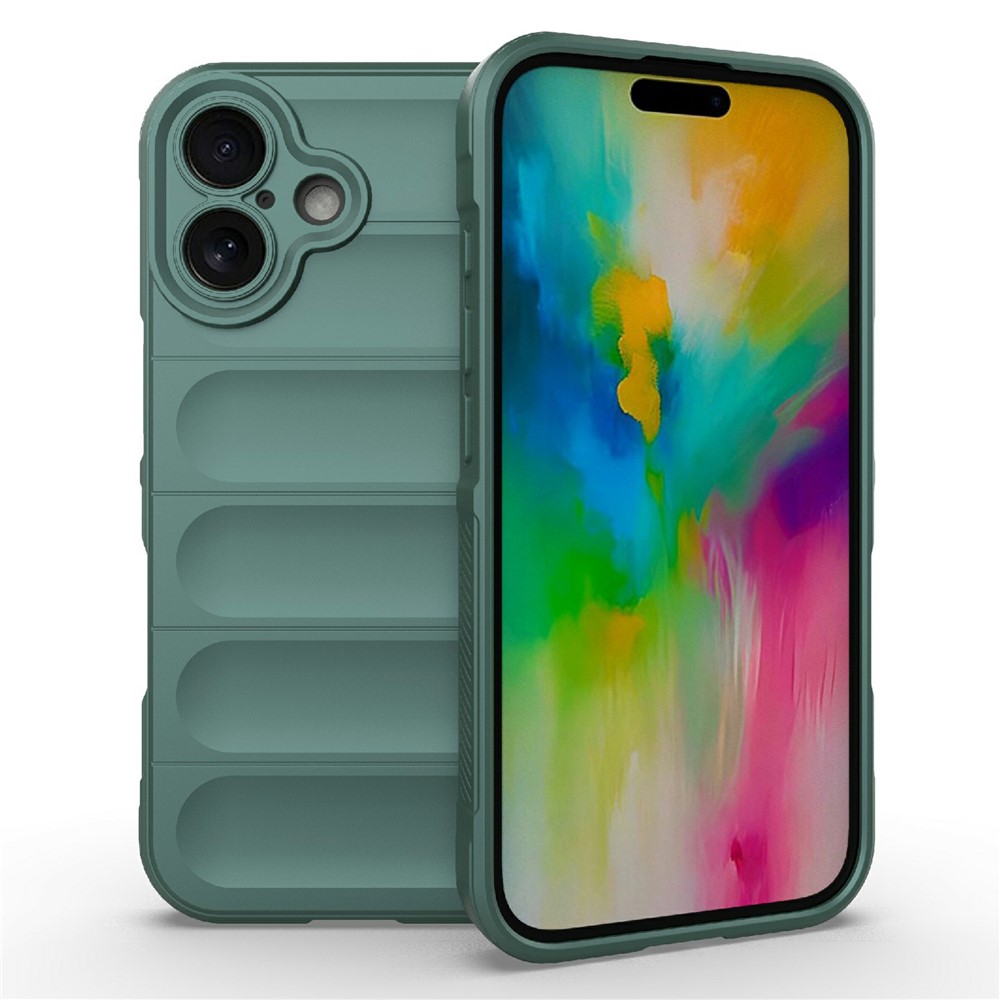 AMORUS For iPhone 16 Plus Case Shockproof Soft TPU Rugged Phone Back Cover - Green