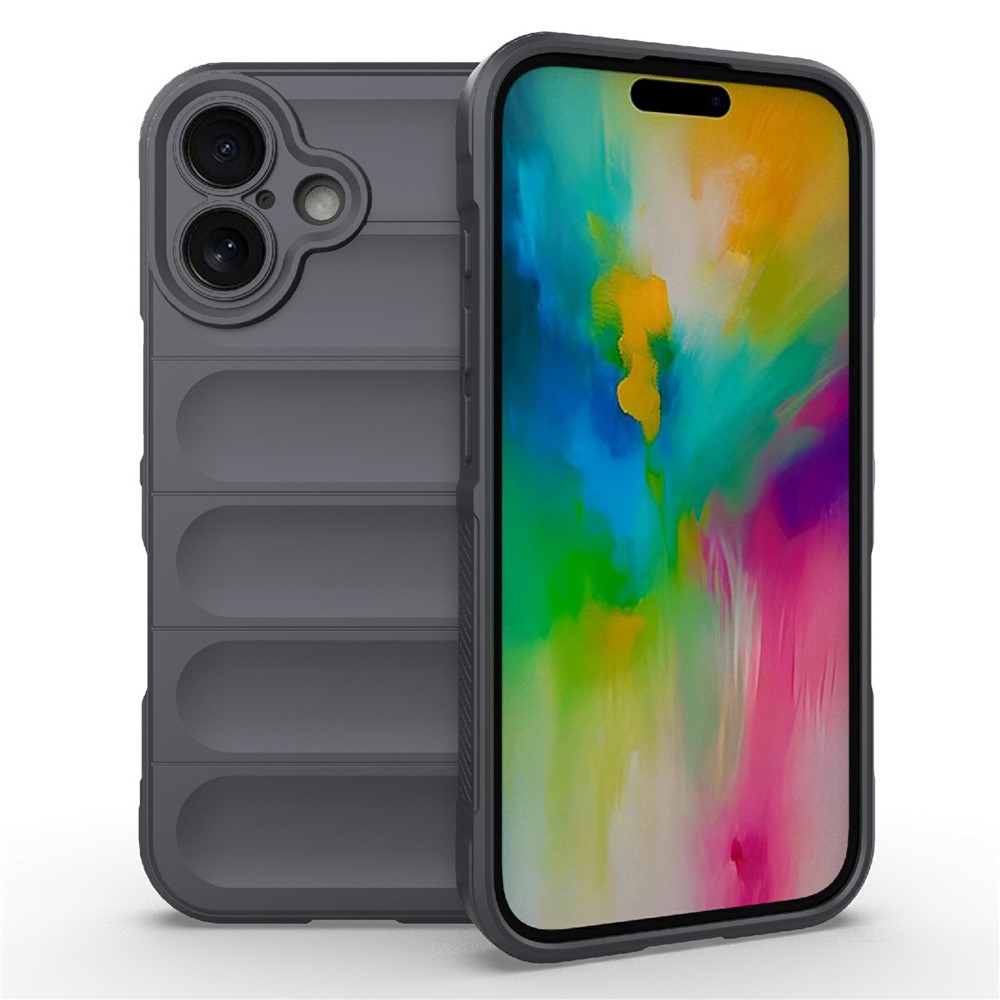 AMORUS For iPhone 16 Plus Case Shockproof Soft TPU Rugged Phone Back Cover - Dark Grey