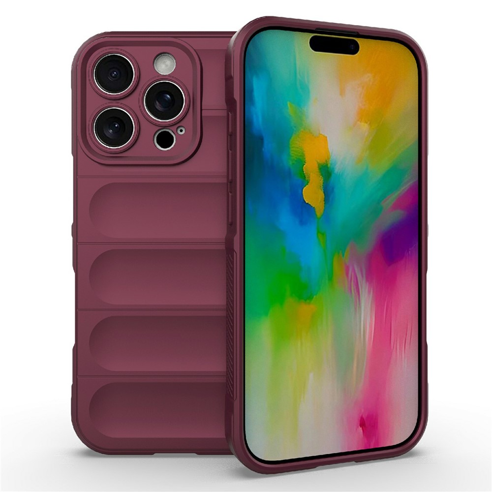 AMORUS For iPhone 16 Pro Max Case Shockproof Soft TPU Rugged Phone Back Cover - Wine Red