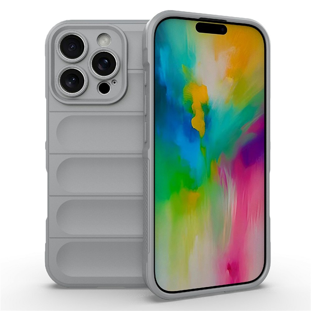 AMORUS For iPhone 16 Pro Max Case Shockproof Soft TPU Rugged Phone Back Cover - Light Grey