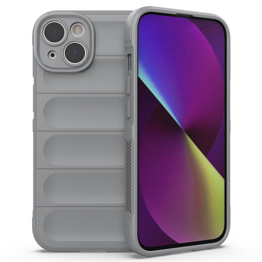 AMORUS For iPhone 13 Case Shockproof Soft TPU Rugged Phone Back Cover - Light Grey