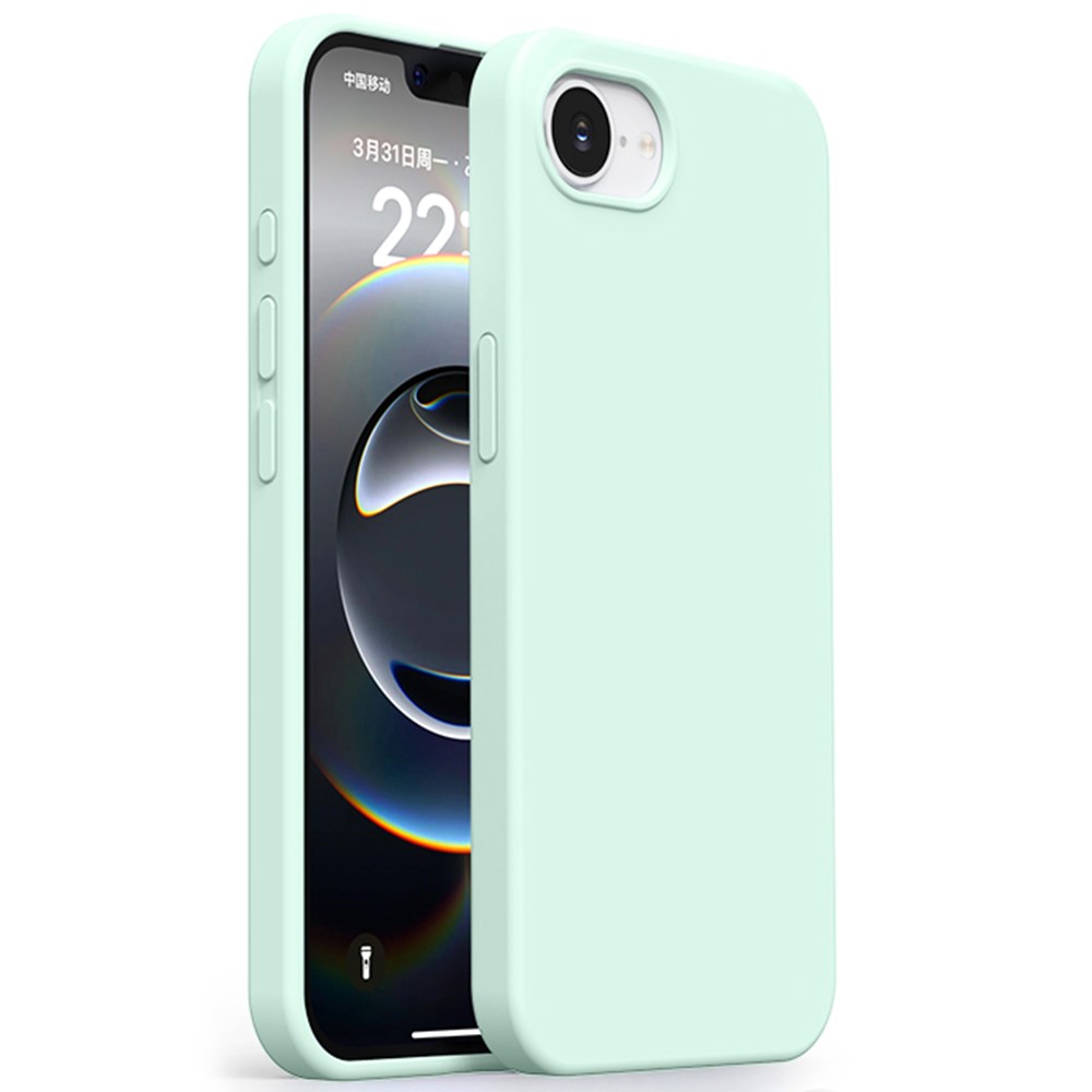 For iPhone 16e Case Ultra Thin Liquid Silicone + PC Anti-Scratch Phone Cover - Light Green