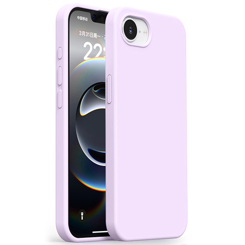 For iPhone 16e Case Ultra Thin Liquid Silicone + PC Anti-Scratch Phone Cover - Bean Purple