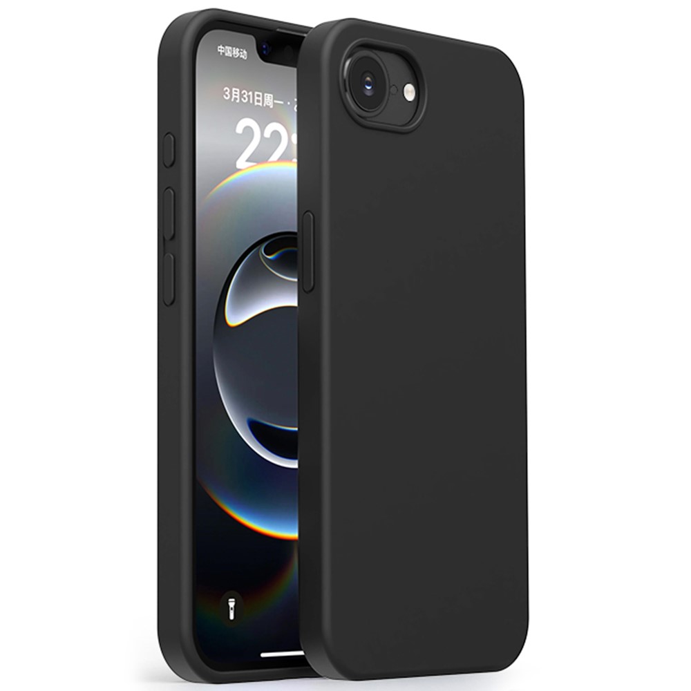 For iPhone 16e Case Ultra Thin Liquid Silicone + PC Anti-Scratch Phone Cover - Black