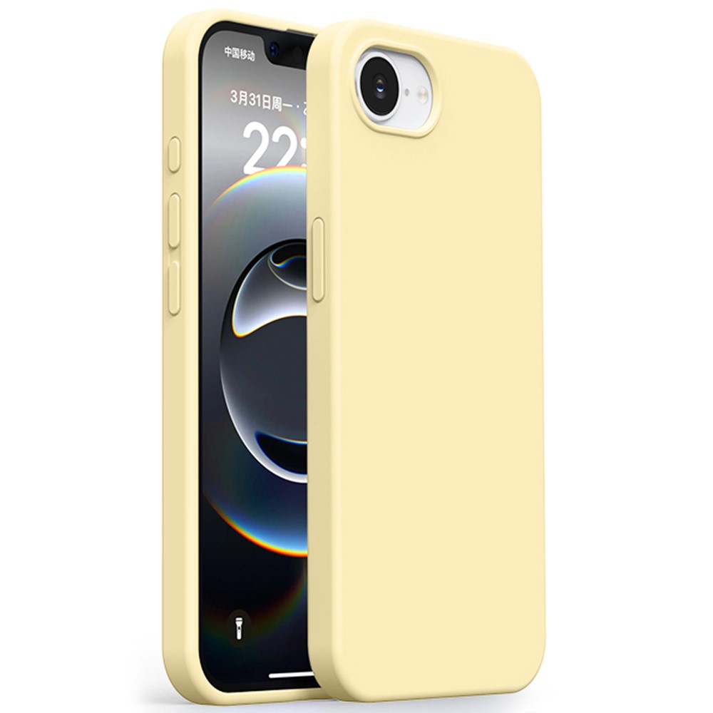 For iPhone 16e Case Ultra Thin Liquid Silicone + PC Anti-Scratch Phone Cover - Light Yellow