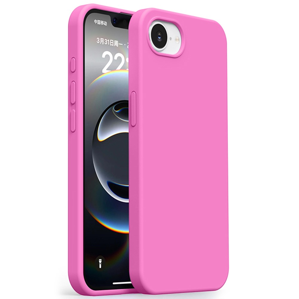 For iPhone 16e Case Ultra Thin Liquid Silicone + PC Anti-Scratch Phone Cover - Rose Pink