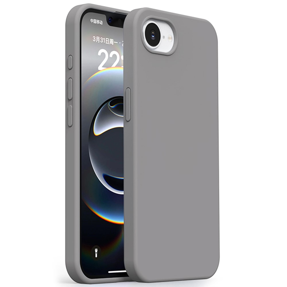 For iPhone 16e Case Ultra Thin Liquid Silicone + PC Anti-Scratch Phone Cover - Grey