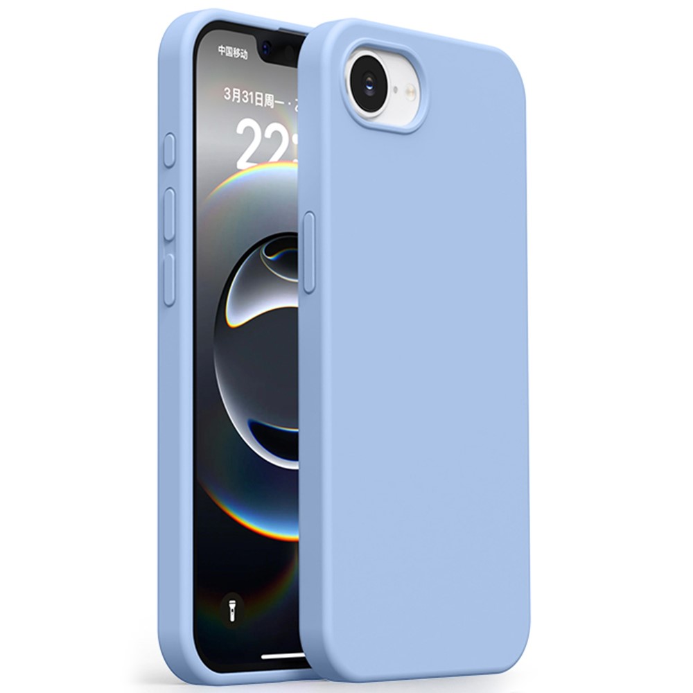 For iPhone 16e Case Ultra Thin Liquid Silicone + PC Anti-Scratch Phone Cover - Haze Blue