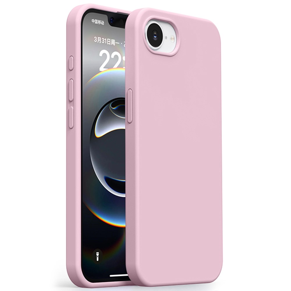 For iPhone 16e Case Ultra Thin Liquid Silicone + PC Anti-Scratch Phone Cover - Sakura Pink