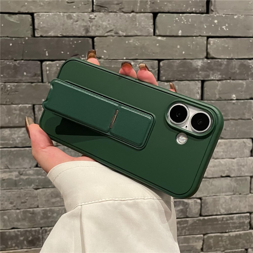 For iPhone 16 Plus Protective Case TPU + PC Kickstand Phone Cover - Dark Green