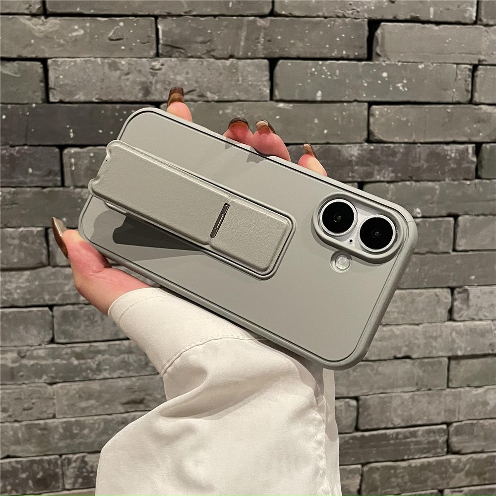 For iPhone 16 Plus Protective Case TPU + PC Kickstand Phone Cover - Titanium Grey