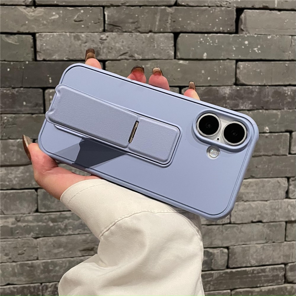 For iPhone 16 Plus Protective Case TPU + PC Kickstand Phone Cover - Blue