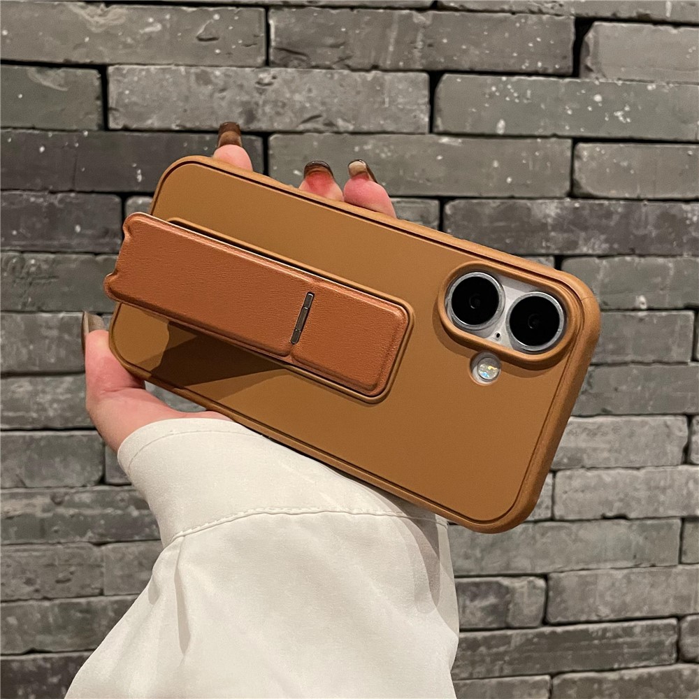 For iPhone 16 Plus Protective Case TPU + PC Kickstand Phone Cover - Desert Gold