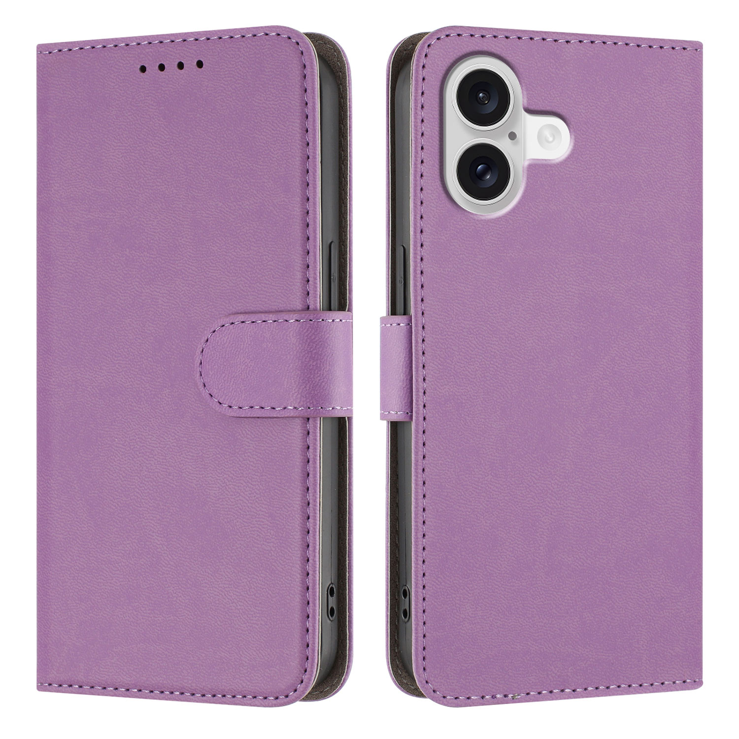 For iPhone 17 Leather Case Solid Color Phone Cover with Wallet - Light Purple
