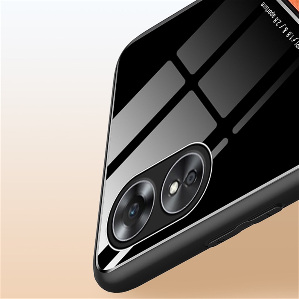 For Oppo A17 4G TPU + PC + Textured PU Leather Coating Protective Case Drop-proof Phone Cover Support Magnetic Car Mount - Orange-6