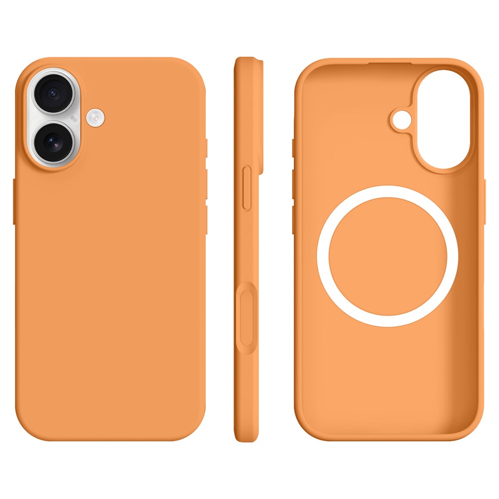 For iPhone 16 Case Compatible with MagSafe Ultra Thin Liquid Silicone + PC Phone Cover - Sunset Orange