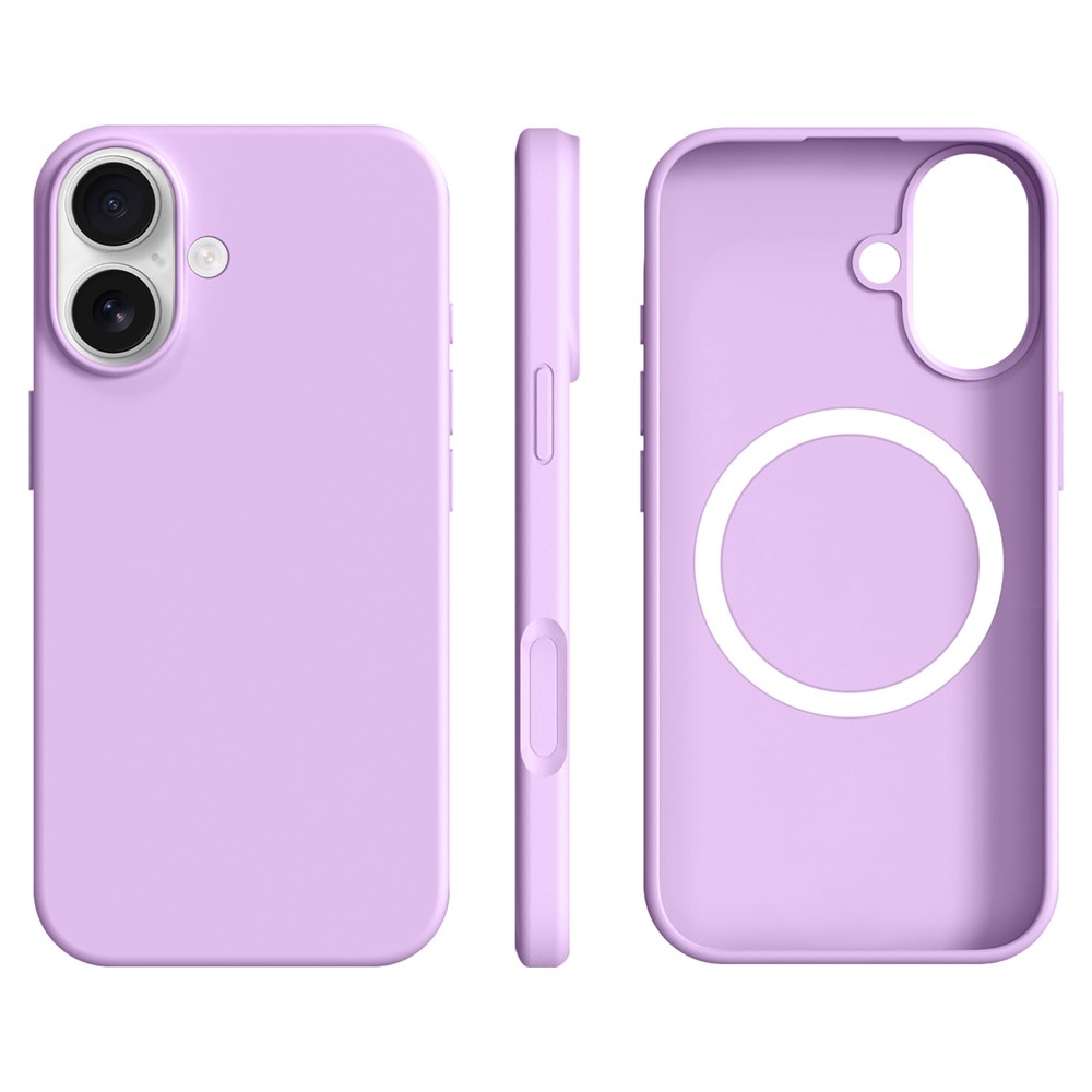 For iPhone 16 Case Compatible with MagSafe Ultra Thin Liquid Silicone + PC Phone Cover - Dreamy Purple
