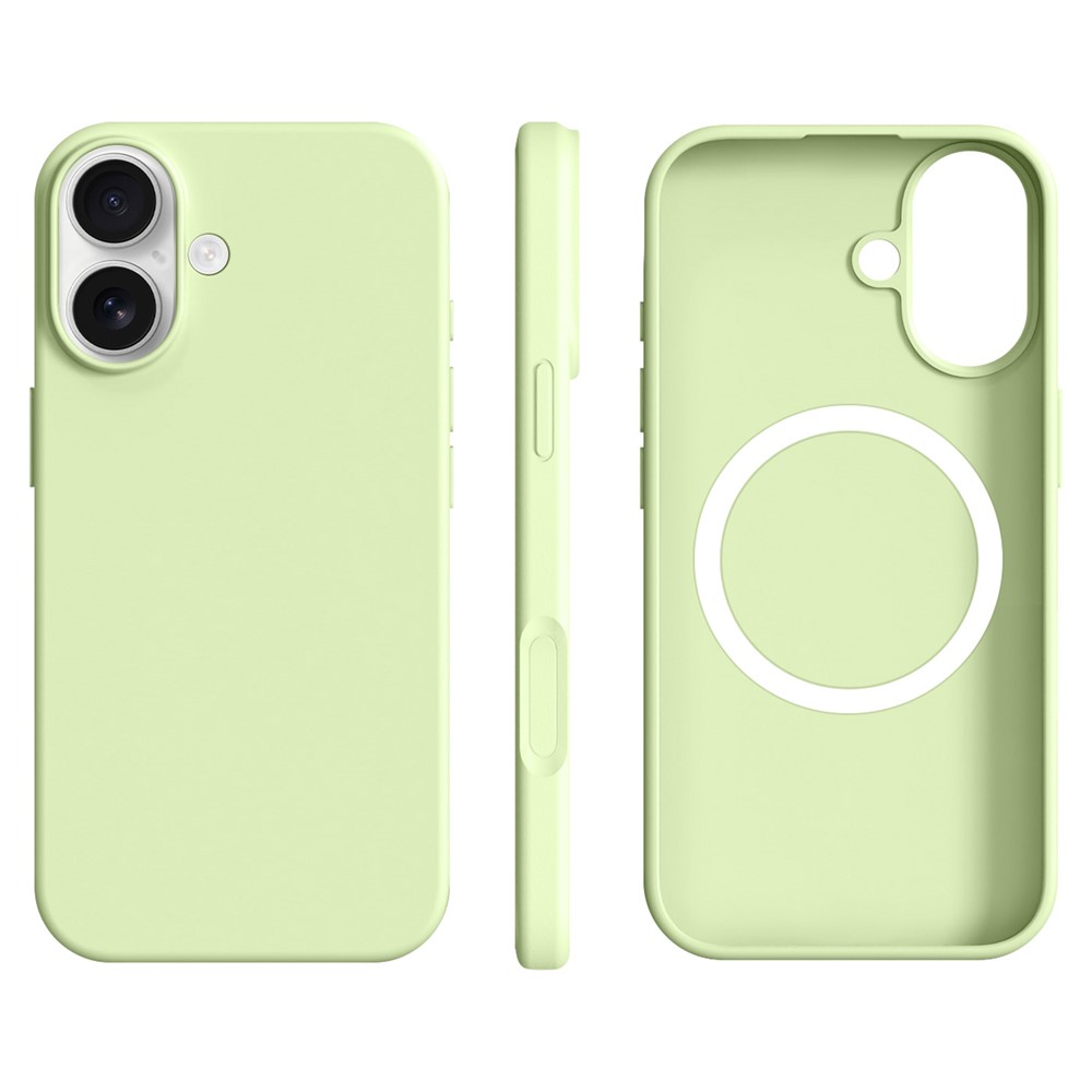 For iPhone 16 Case Compatible with MagSafe Ultra Thin Liquid Silicone + PC Phone Cover - Avocado Green