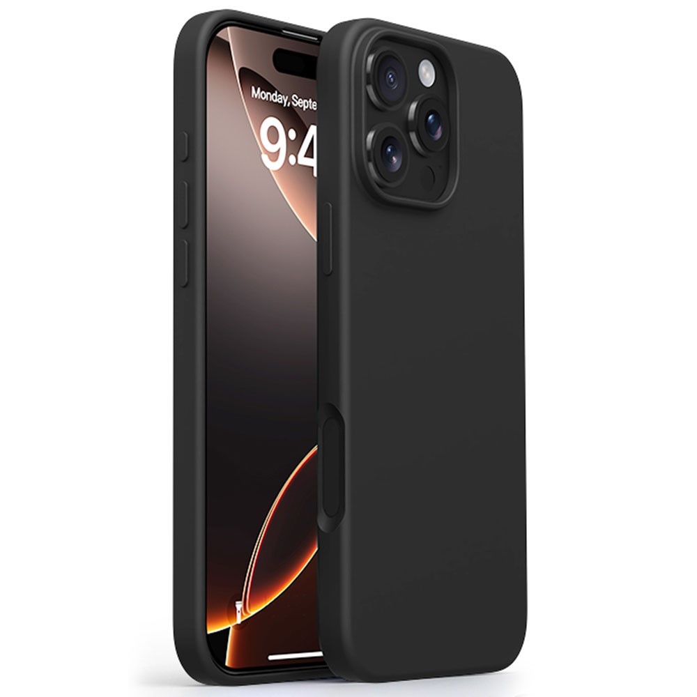 For iPhone 16 Pro Case Compatible with MagSafe Ultra Thin Liquid Silicone + PC Phone Cover - Black