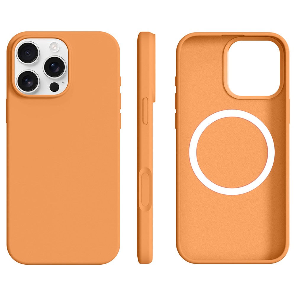 For iPhone 16 Pro Case Compatible with MagSafe Ultra Thin Liquid Silicone + PC Phone Cover - Sunset Orange