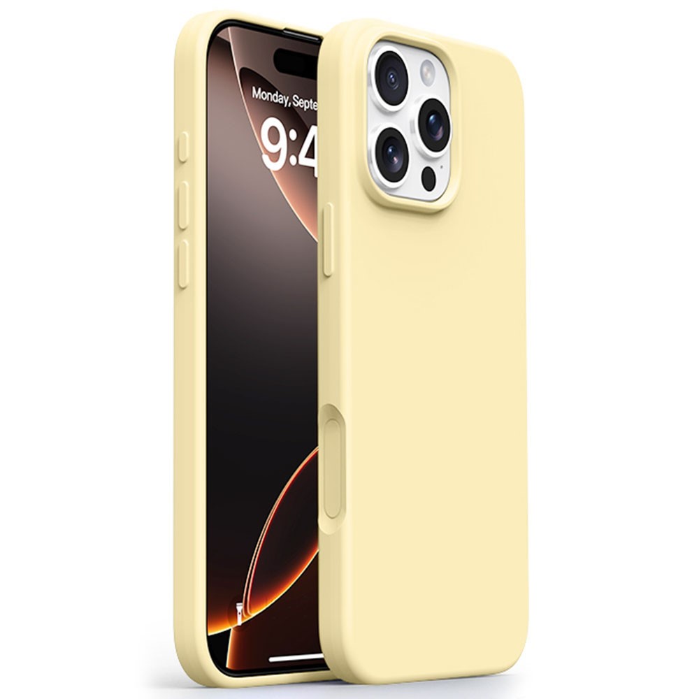 For iPhone 16 Pro Max Case Compatible with MagSafe Ultra Thin Liquid Silicone + PC Phone Cover - Light Yellow