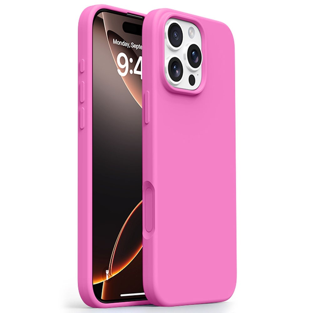 For iPhone 16 Pro Max Case Compatible with MagSafe Ultra Thin Liquid Silicone + PC Phone Cover - Rose Pink