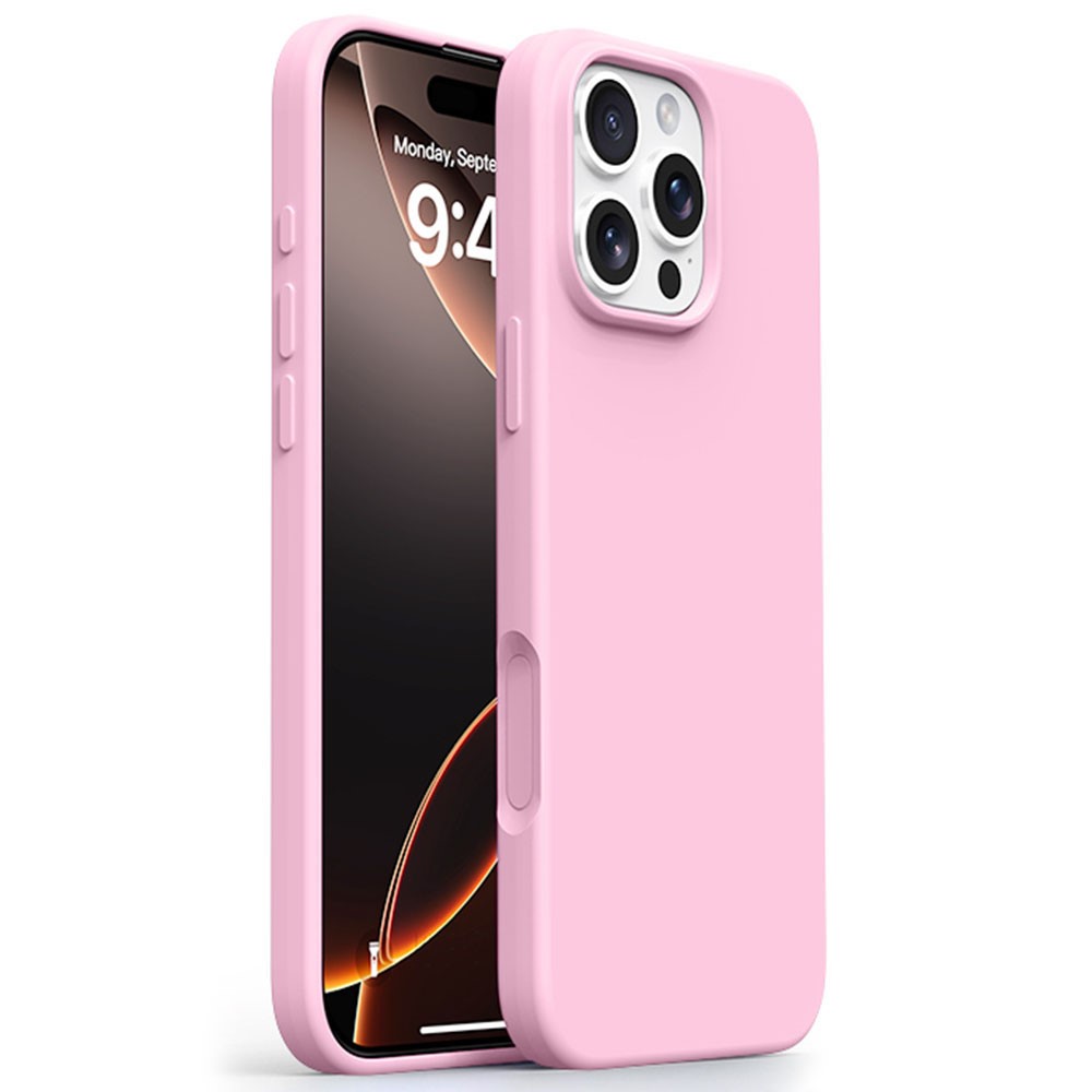 For iPhone 16 Pro Max Case Compatible with MagSafe Ultra Thin Liquid Silicone + PC Phone Cover - Sakura Pink