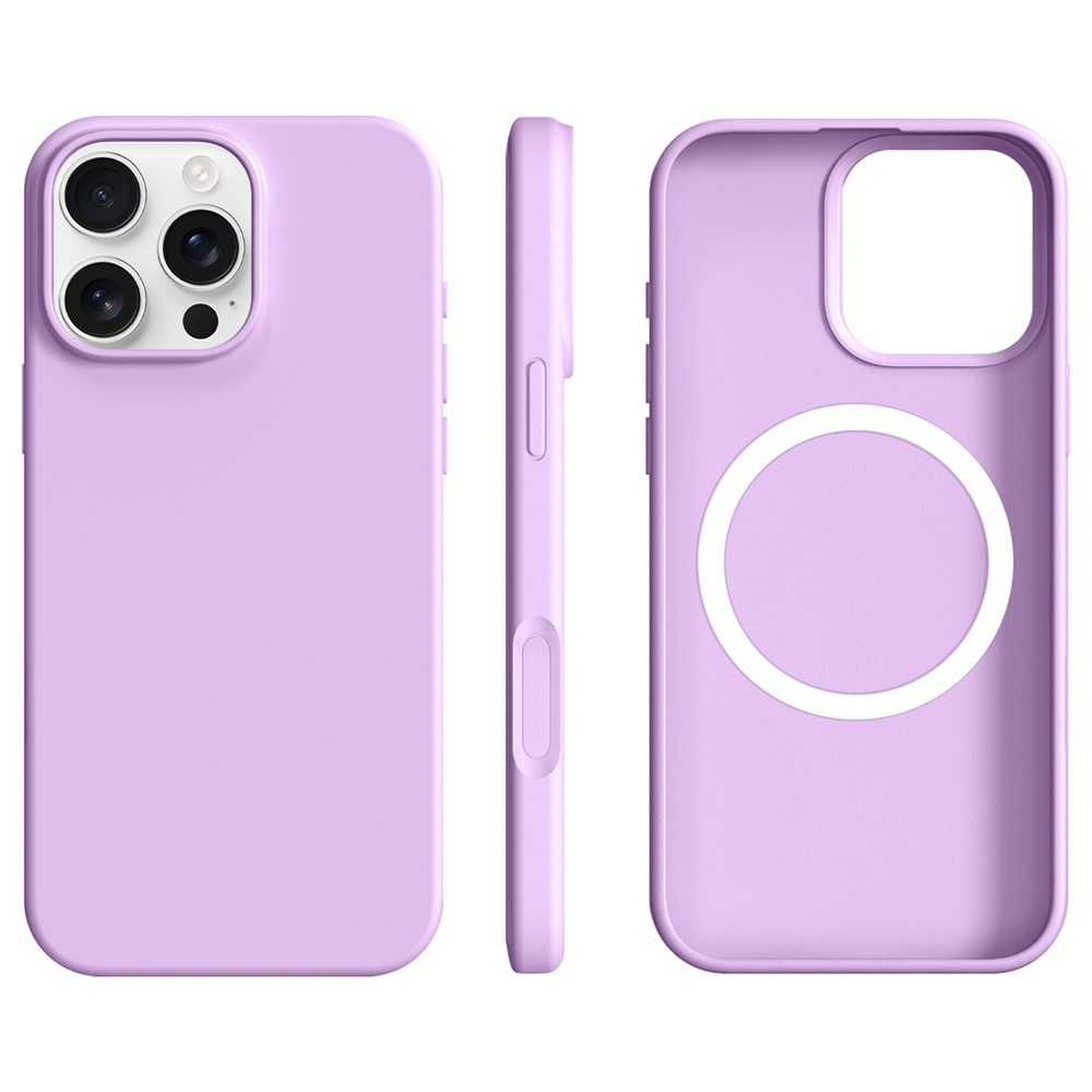 For iPhone 16 Pro Max Case Compatible with MagSafe Ultra Thin Liquid Silicone + PC Phone Cover - Dreamy Purple