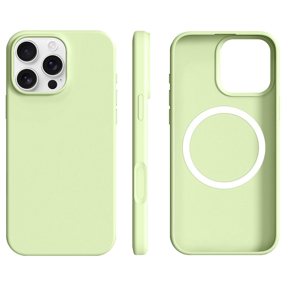For iPhone 16 Pro Max Case Compatible with MagSafe Ultra Thin Liquid Silicone + PC Phone Cover - Avocado Green